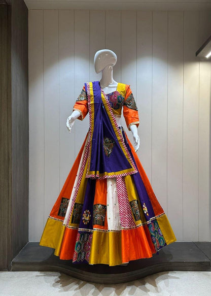 Designer Chaniya Choli for Navratri Patola Lehenga Festival outfit Gamthi Work Garba Night