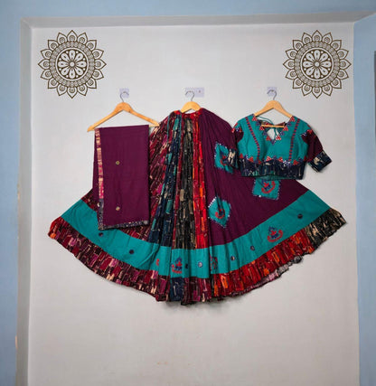 Pure Jaam Cotton Fabric Skirt With Heavy South Print Gamthi Lace And Heavy Lining Chaniya Choli