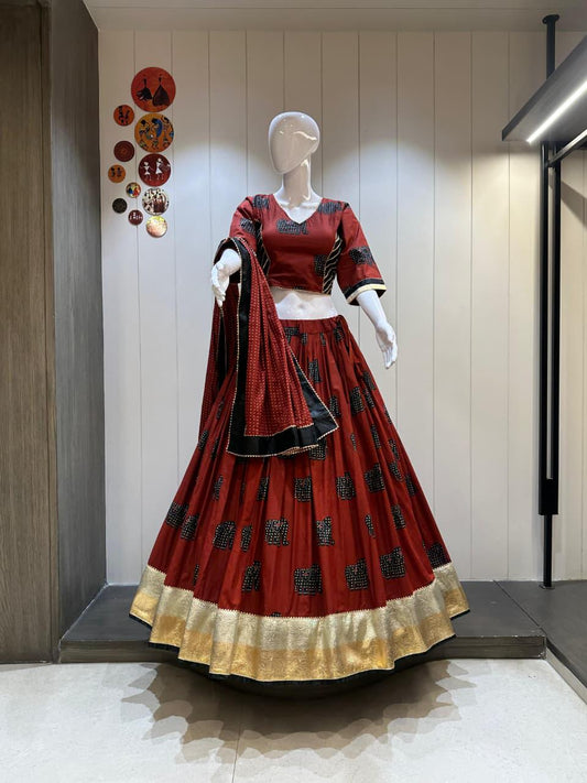 Pure Khadi Cotton Chaniya Choli With Gotta And Foil Work Lining- Crape Lining