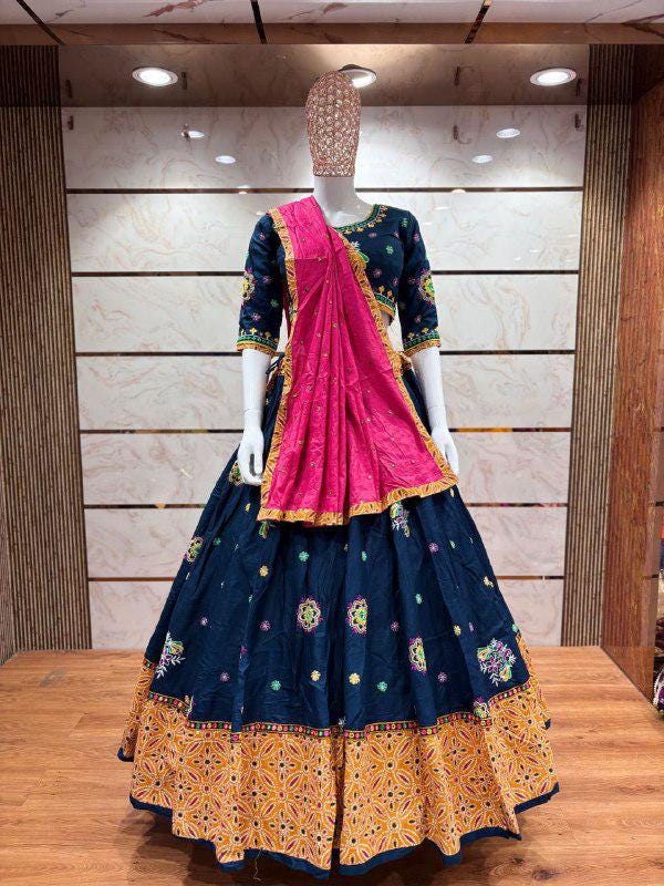 Mirror Work Choli With Mirror Front And Back Work!!!! Cotton Print With Multi Work Aari Base