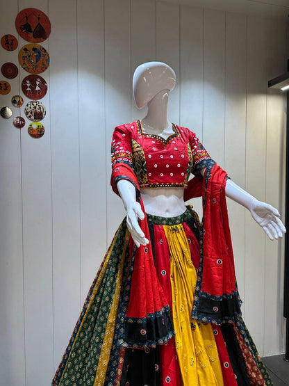 Designer Chaniya Choli for Navratri Patola Lehenga Festival outfit Gamthi Work Garba Night