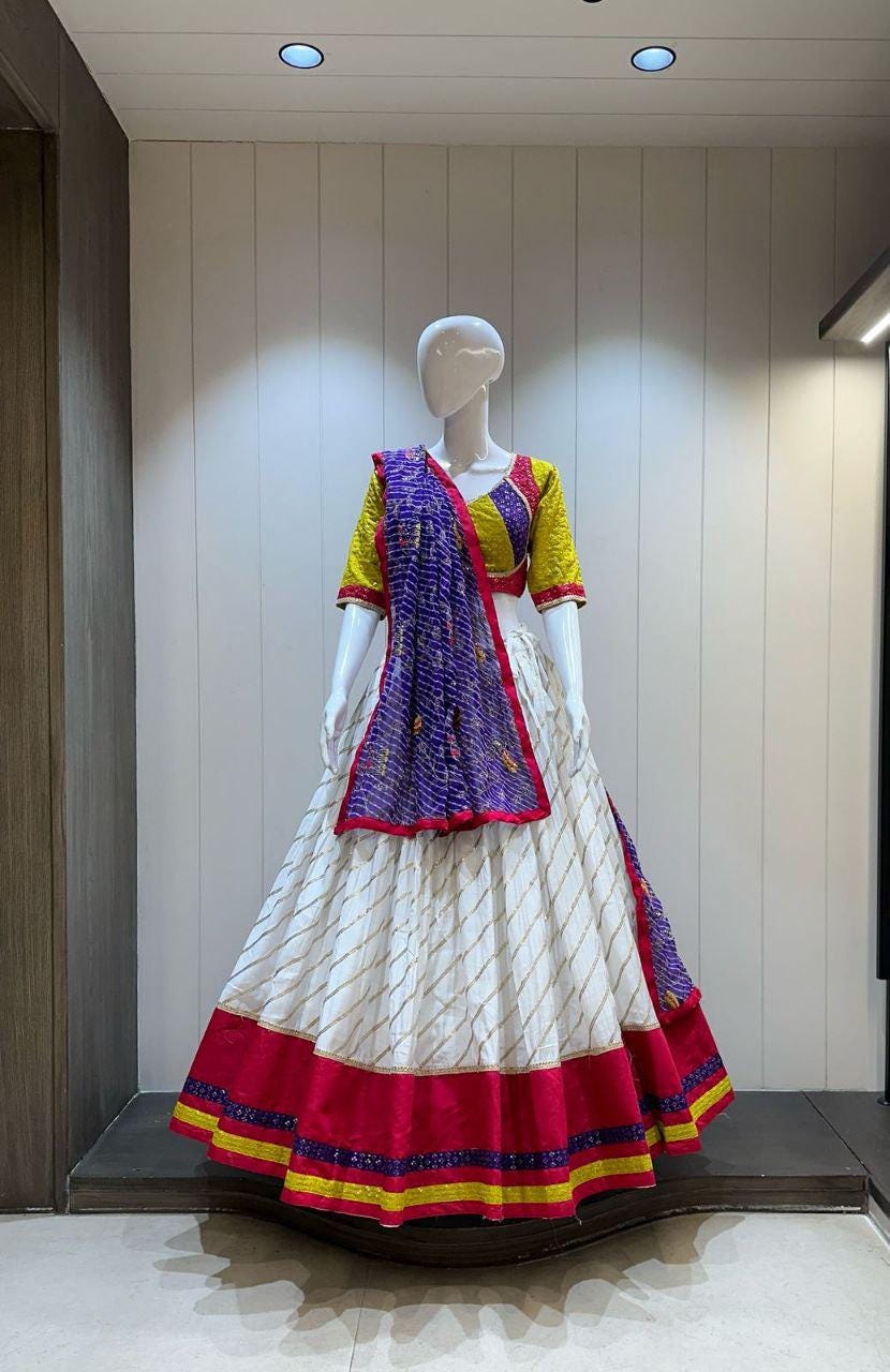 Designer Chaniya Choli for Navratri Patola Lehenga Festival outfit Gamthi Work Garba Night