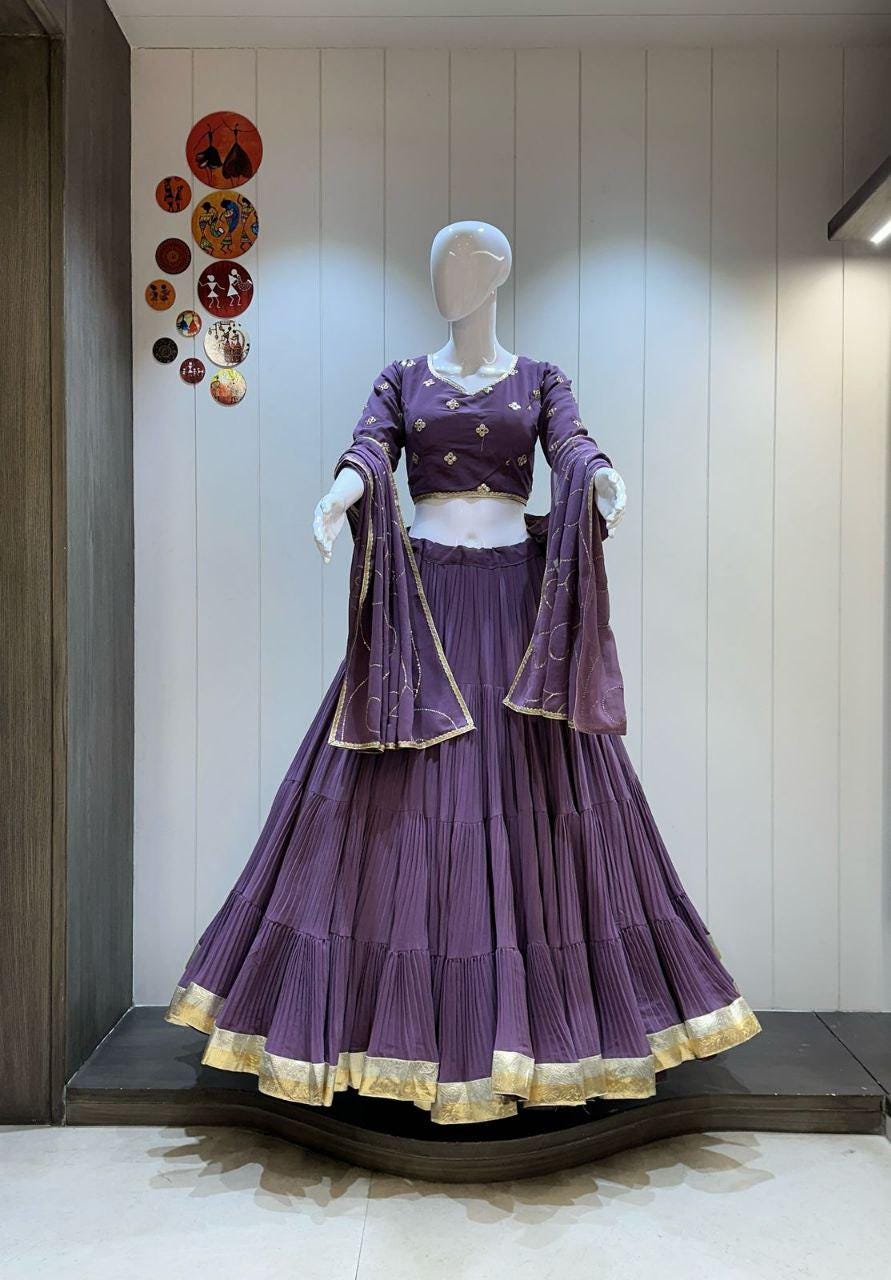 Designer Chaniya Choli for Navratri Patola Lehenga Festival outfit Gamthi Work Garba Night