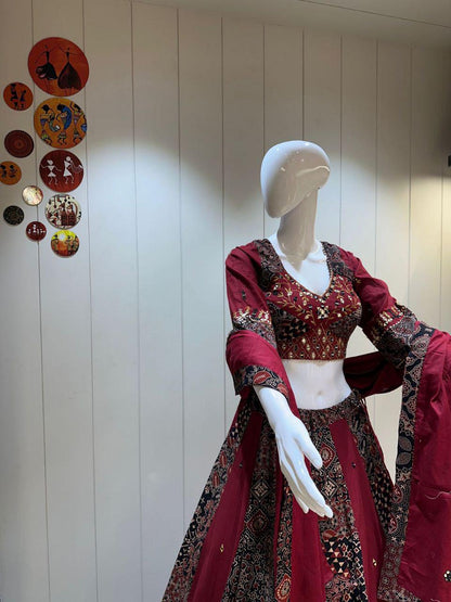 Khadi Cotton Kalo Pattern Chaniya Choli With Original Mirror Work