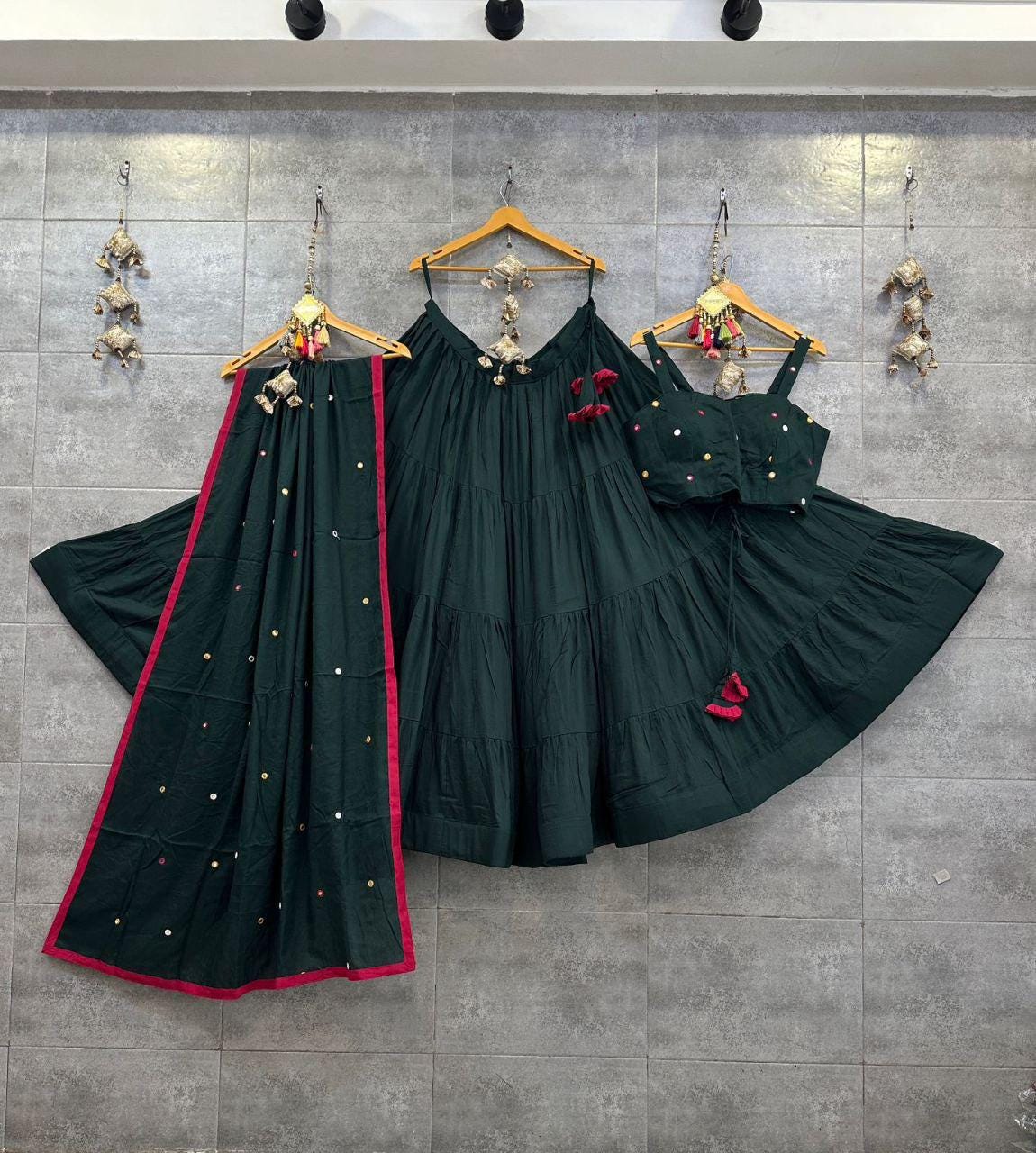 Rayon Cotton Fabric Choli For Navratri Patola Lehenga Festival Outfit Gamthi Work Garba Night
