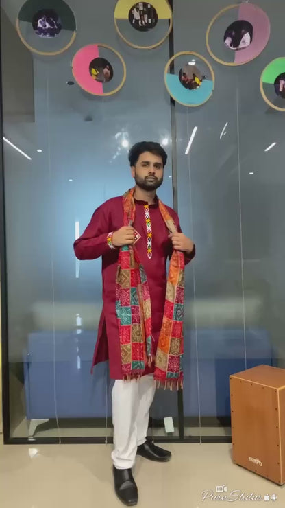 Men's Heavy Chikankari Mirror Work Kurta Pajama Set Indian Navratri Kurta Wedding & Ceremony Outfit