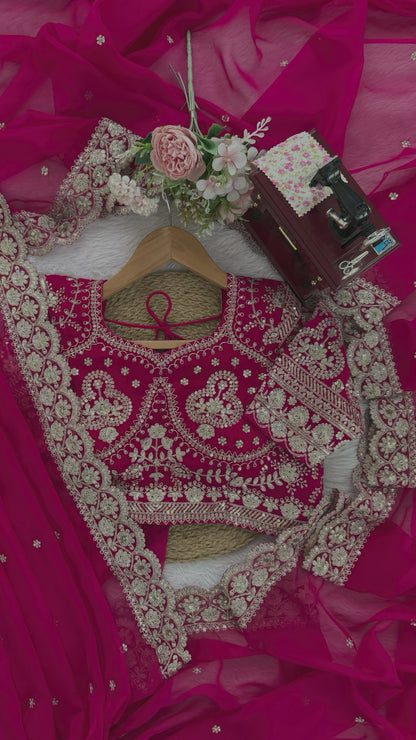 Pink Tabby Silk Flower Sequence With Thread Work Hand Embroidery Saree