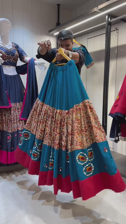 Designer Chaniya Choli for Navratri Patola Lehenga 3 pc Readymade garba Lehenga Festival outfit Gamthi Work Garba Night lehenga ready 2 wear