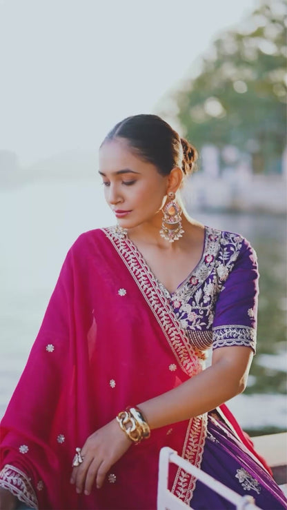 Vichitra Silk And Sequins and Thread Embroidery Work Chaniya Choli Patola Lehenga