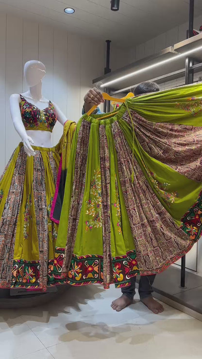 Designer Chaniya Choli for Navratri Patola Lehenga Festival outfit Gamthi Work Garba Night